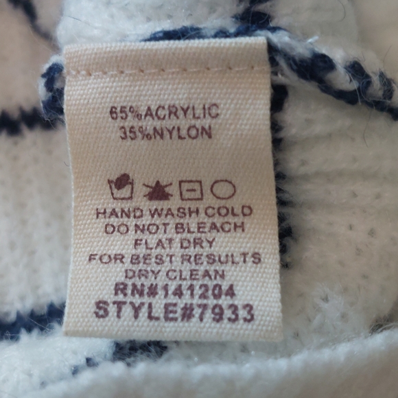 Hem & Thread Crew Sweater Large Blue And White - Picture 4 of 8